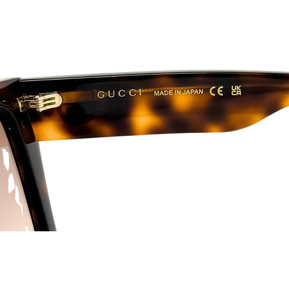 Gucci Sunglasses GG Logo Glitter Havana Hollywood Oversize Square Gradient Brown - Picture 12 of 13